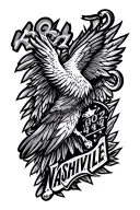 The coordinates 36°09'10.0 "N 86°47'02.3"W with the state of Tennessee and Nashville symbols tattoo design idea