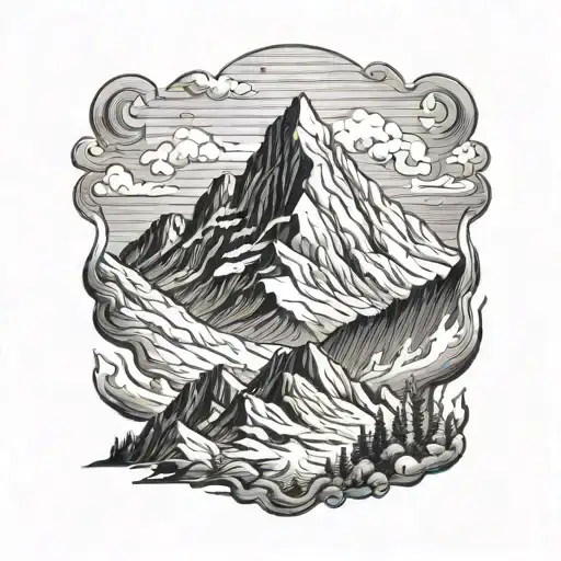 mountain peak shading tattoo design idea