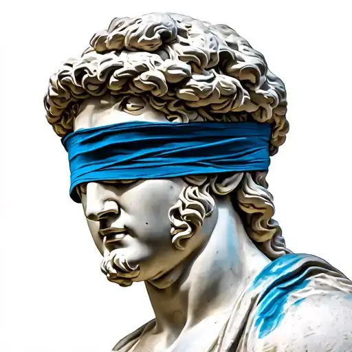 blindfolded roman statue head tattoo design idea