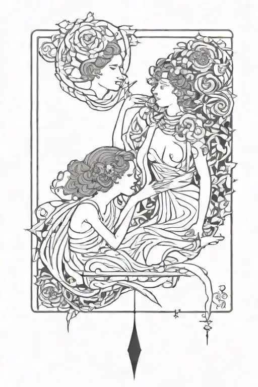 the lovers tarot card tattoo design idea