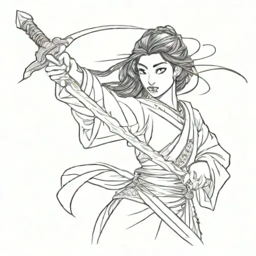 Mulan cuts off her hair with a sword  tattoo design idea