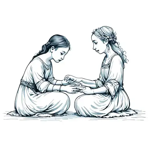 a turbulent relationship between grandchild and her grandmother tattoo design idea