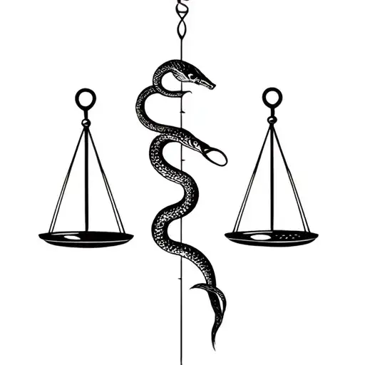 Libra and Snake Zodiac sign tattoo design idea