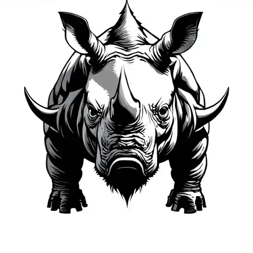 soldier rhino head with design  tattoo design idea