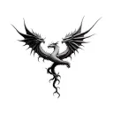 Dragon and Phoenix rising from tree of life tattoo design idea