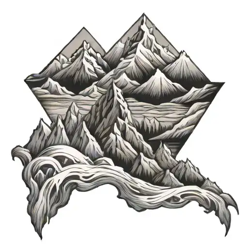 kybalion frozen mountains backround tattoo design idea