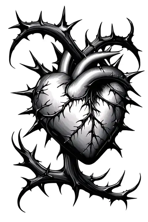 heart with thorns tattoo design idea