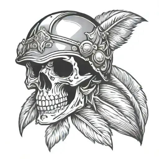 skull in vector helmet piercethe jaw by indian spear tattoo design idea