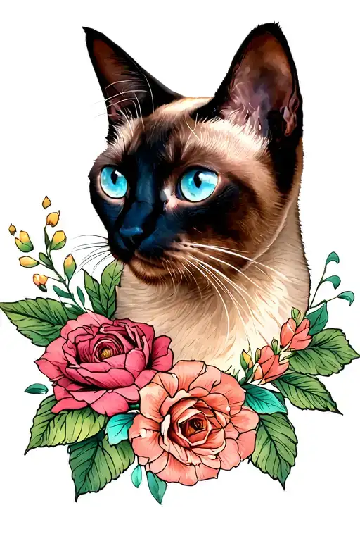 siamese cat tattoo design idea