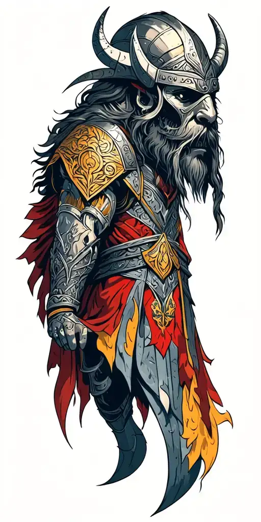 viking warriors valhalla tattoo design idea