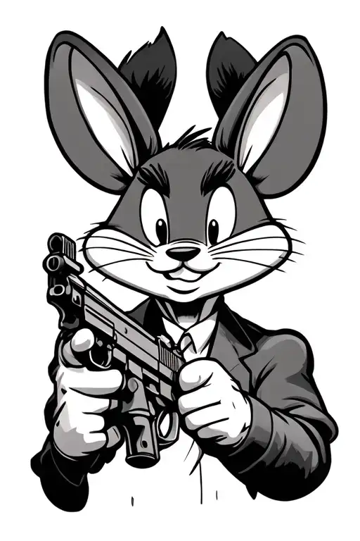 ganster looney tunes character holding a gun tattoo design idea