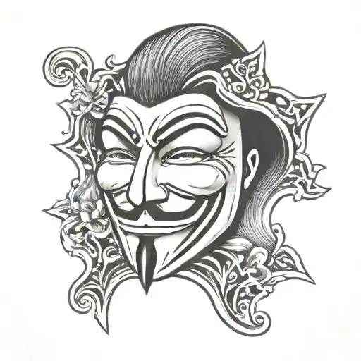 v for vendetta mask tattoo design idea