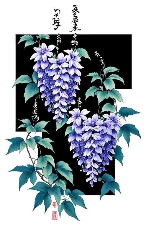 "I am the greater old" Wisteria flowers Entangled tattoo design idea