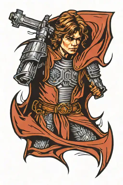 anakin skywalker armor under torn skin tattoo design idea