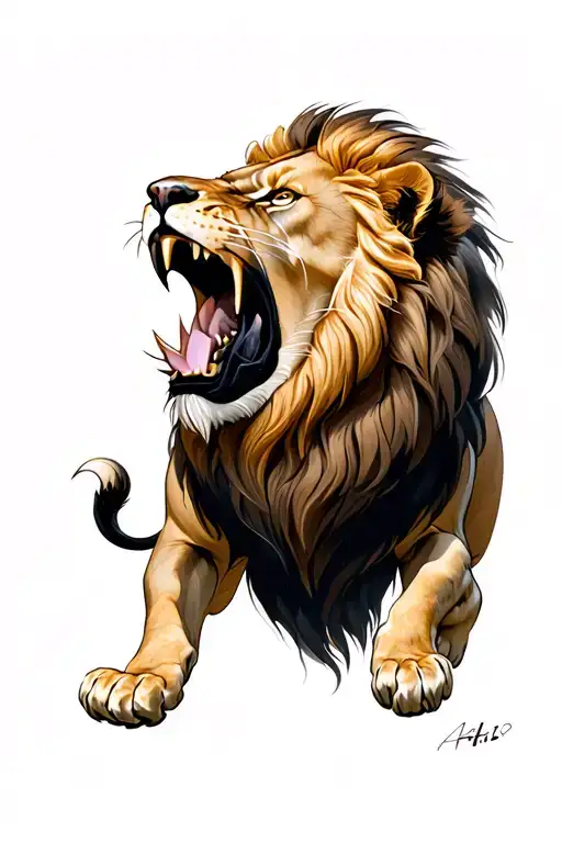 lion roaring tattoo design idea