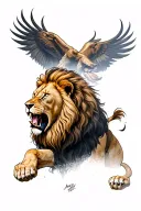 lion roaring tattoo design idea
