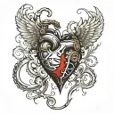 heart with mechanics on bottom and rips through skin   tattoo design idea