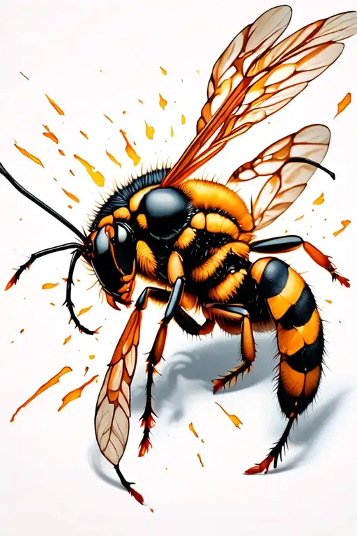 Hornet with sting breaking through barrier tattoo design idea