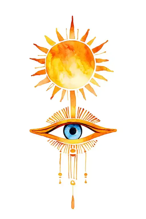 Egypt, the sun and the eye of Horus tattoo design idea