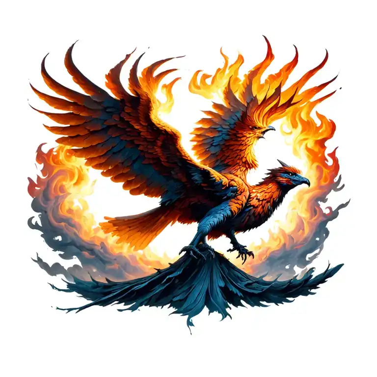 Harry Potter Phoenix rising from flames tattoo design idea