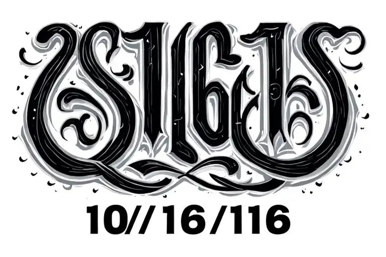 "10/16/16" date fancy font tattoo design idea