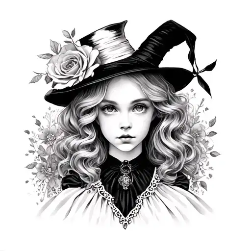 Dark Alice In Wonderland tattoo design idea