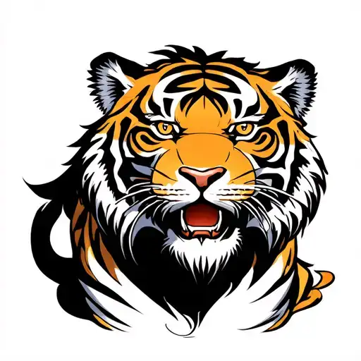 Create a tattoo of a tiger in the same style as the lion tattoo that the Escanor character has on the back tattoo design idea
