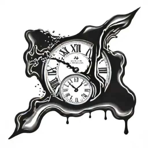 A clock with Roman numerals melting into water, symbolizing the passage of time and acceptance of change tattoo design idea