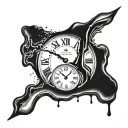 A clock with Roman numerals melting into water, symbolizing the passage of time and acceptance of change tattoo design idea