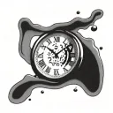 A clock with Roman numerals melting into water, symbolizing the passage of time and acceptance of change tattoo design idea