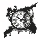 A clock with Roman numerals melting into water, symbolizing the passage of time and acceptance of change tattoo design idea