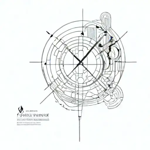 modern tatoo with line and time reference and some abstract art  tattoo design idea