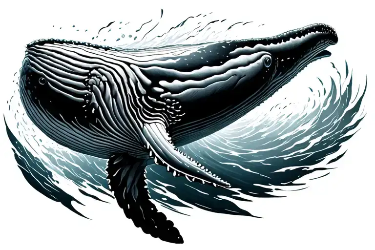 humpback whale swimming tattoo design idea