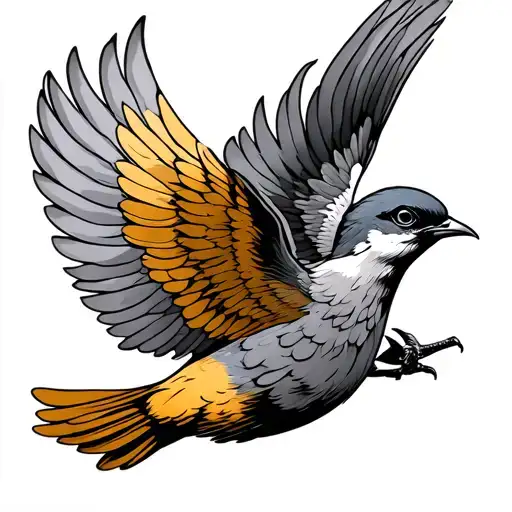 golden swift bird flying tattoo design idea
