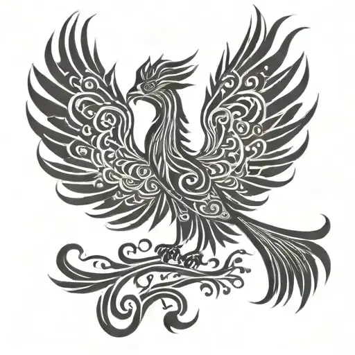 manly tribal phoenix, simple, tattoo design idea