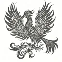 manly tribal phoenix, simple, tattoo design idea