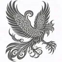 manly tribal phoenix, simple, tattoo design idea