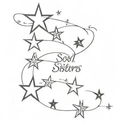 stars with soul sisters written inside tattoo design idea