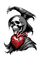Grim Reaper Sacred Heart raven tattoo design idea