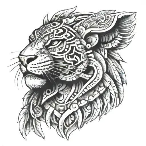 Aztec jaguar warrior tattoo design idea