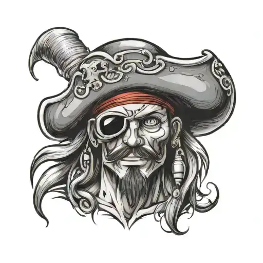 pirate, rum, straw hat one piece tattoo design idea