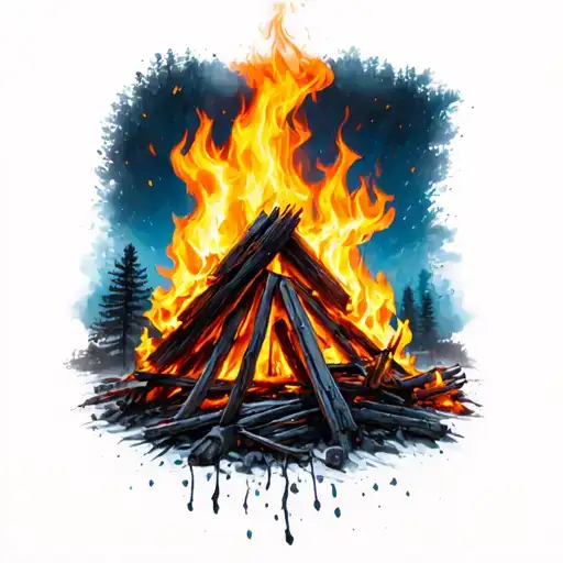 camp fire tattoo design idea