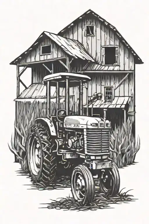 corn tractor barn tattoo design idea