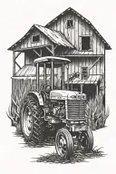 corn tractor barn tattoo design idea