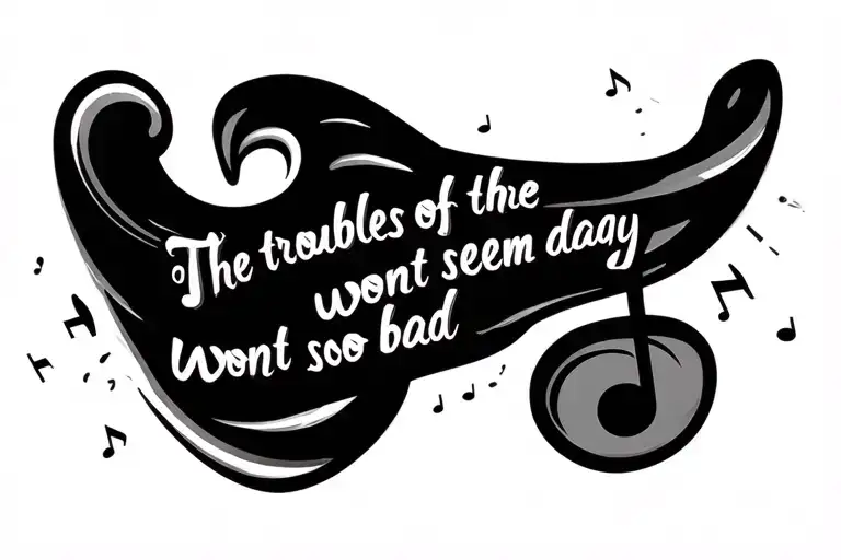 semi colon music note with the words the troubles of the day wont seem so bad written beside it in one curved line  tattoo design idea