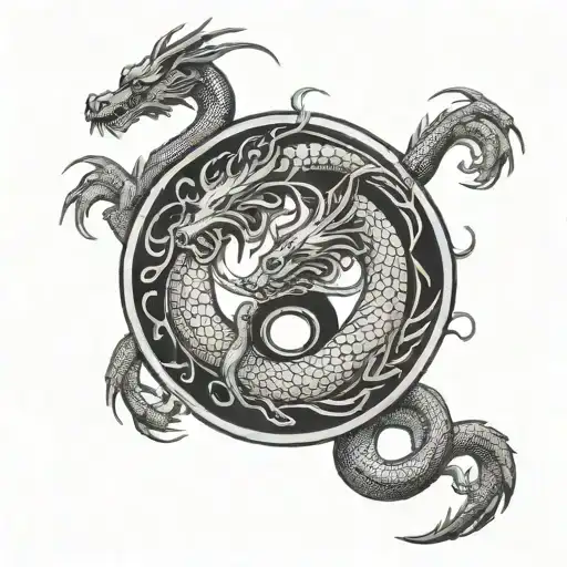 dragon in yin-yang circle tattoo design idea