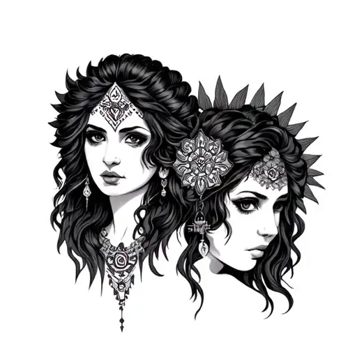 gypsy lesbian symbols tattoo design idea