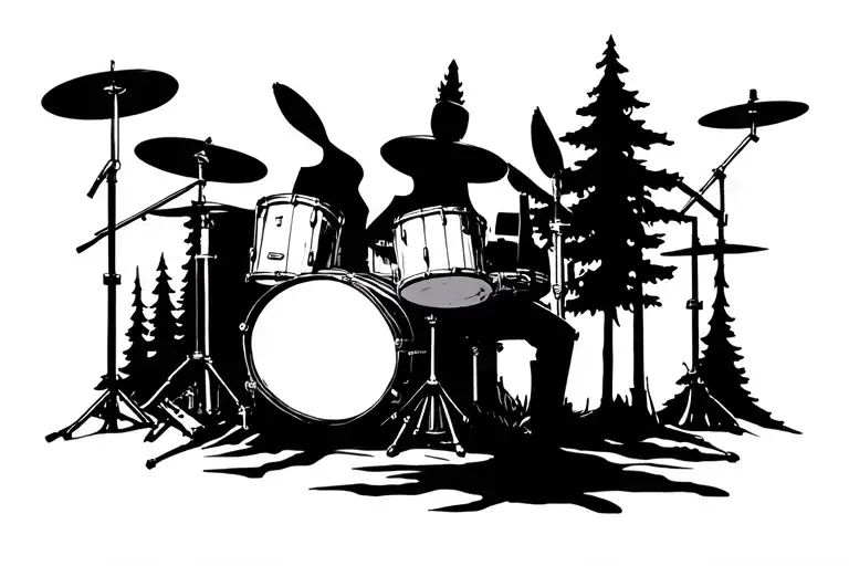 burnt forest drummer rip brother tattoo design idea