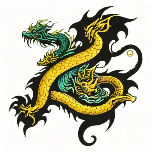 dragon pisces virgo aries zodiac sign tattoo design idea