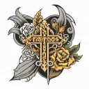 Cross with the word Faith tattoo with cross tattoo design idea
